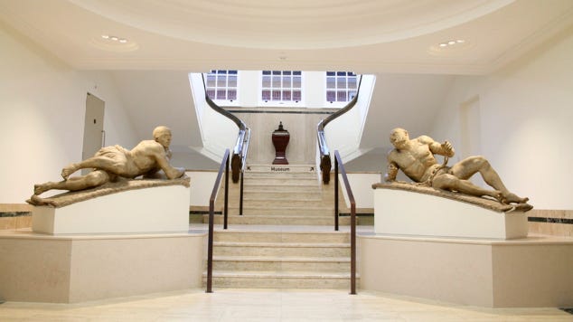 Melancholy and Raving Madness statues once mounted at Bethlem's entrance